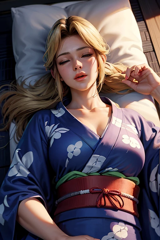 Realistic version of Tenka Izumo with the face of (Emily Rudd:Alicia Vikander) (nsfw) hands in the back of his head.