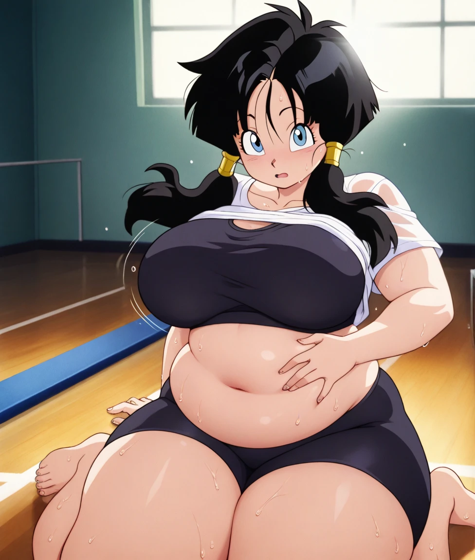 (masterpiece, Highest quality:1.2, 8k, Ultra-high resolution), (1Mom), older chichi, DBZ Characters, Dragon Ball, mature, Mature Woman, ((ultra realistic mature face, ultra detailed mature face)), (black hair color:1.3, Dango Hair, Long side parted hairstyle), (Ultra Slim Waist, perfect slim model body style), ((Full nudity, naked, bare bodies, Nipples, Pussy, Orange necktie)), Wristband, ((((Super huge breasts, Super huge cleavages, Super huge , Super huge tits)))), Detailed face, Detailed eyes, Beautiful Eyes, Perfect Eyes, Ultra-realistic & Highly detailed skin texture, (Browsing Caution), (living room, Foliage plant, View palm trees & Beach from the bay window:1.3,), (Sitting on a low sofa, Spread your legs towards the viewer:1.5, View from the front:1.1), ((((Better creampie & hairy Pussy, a large amount of ultra realistic sperm overflowing from her vagina, spilled out a large amount of ultra detailed semen from her Pussy)))), realistic pregnant stomach, detailed pregnant stomach, ultra realistic yawn and closed eyes face, ultra detailed yawn and closed eyes face, ultra realistic cry in pain face, ultra detailed cry in pain face,