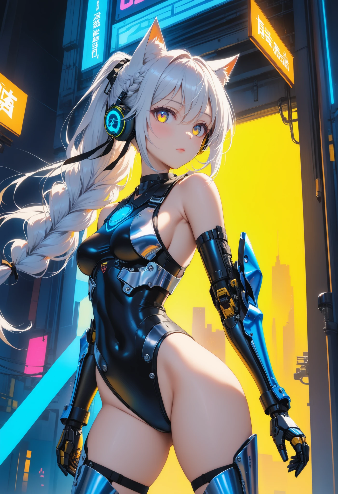 (quality)), ((masterpiece)), Recommended results、Puffy nipples、(see through:1.5)、straighten your back、abdominal muscles、huge bust、angle to floor:1.2、low camera angle、Hair loss on crotch,Hatsune Miku,super detailed)), (Very detailed CG illustrations), ((extremely delicate and beautiful)),(1 white transparent mechanical girl)),alone,whole body,(Machine made joints:1.2),((mechanical limbs)),(Flashing blood vessel points connected to tubes),(Mechanical vertebrae attached to the back,with flowing glitter.),((Flowing rainbow fixed around neck)),perfect round face,(wires and cables attaching to neck:1.2),(Rainbow wires and cables on the head:1.2)(Character focus),,Very detailed,rich and colorful,most detailed,white ceramic skin,long blonde hair,maidennurse,Succubus