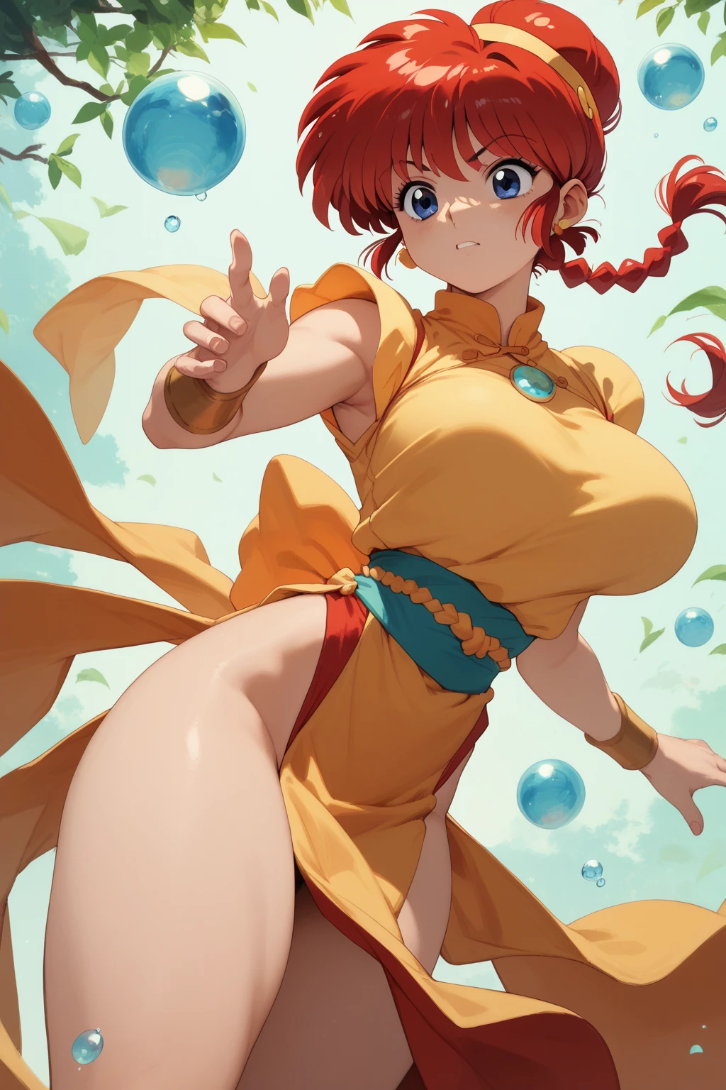 dragon ball bulma cosplay, cheveux longs et bleux, topless, 4 star crystal ball