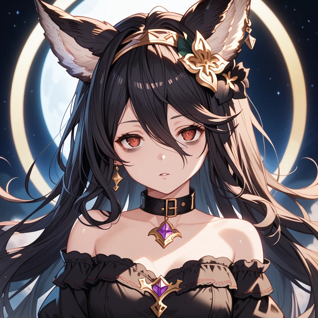 yuel\(gbf\), 1girl,close up,upper body, simple background, <lora:Yuel_V1:0.7>