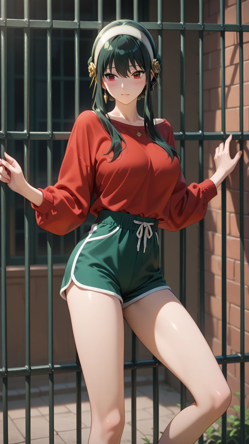 Koyomi Mizuhara, long hair, brunette female, glasses, shirt, biker shorts, medium size breasts, thighs, shoes, slender figure, athletic build, plump ass, sticking her tongue out seductively, cum in ass cheeks, 1999