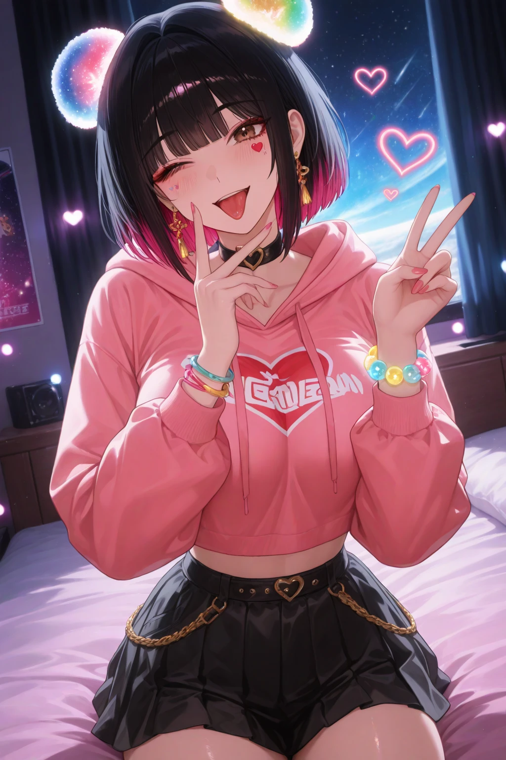 junkotvv cat girl Large breasts，Lop，sporty attire，brassier，clavicle，navel，，a skirt，Smiling, sweetheart, chubbiness  :1.2)(Clean the skin)(Happy)][(clothes inspired by &cite;Minnie&cite;) , KIDS ILLUSTRATION , clean backdrop]