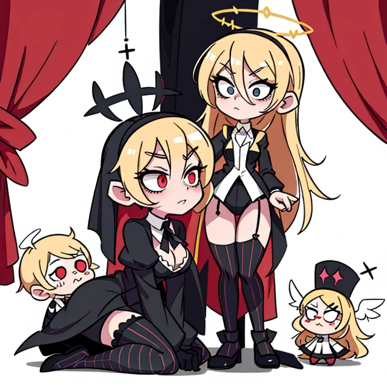 Dynamic shot, ((3 females)), A picture of 2 beautiful succubus dominating 1 sexy nun on a leash, ((2 demon females and a nun)), female domination, exposed, nun, bent, demons, beautiful succubuses, horror, dark, sexy, rough domination, domination, nun on a leash, bdsm, golden chains,(golden leash), collar, beautiful bodies, slim, horror style, highly detailed faces, horns, horny, scared, obedient, stockings, (silk lingerie, stockings), leather tight boots, camera angle from below, looking down, sharp camera angle , closeup, blue background, highres,sharp focus,(ultra detailed,extremely detailed),(photorealistic artwork:1.37),(extremely detailed CG unity 8k wallpaper),(((vibrant colors, vibrant theme))),(intricate),(masterpiece),(best quality),(intricate background),photo realistic,analog style,((intricate detail)),(((realism))),