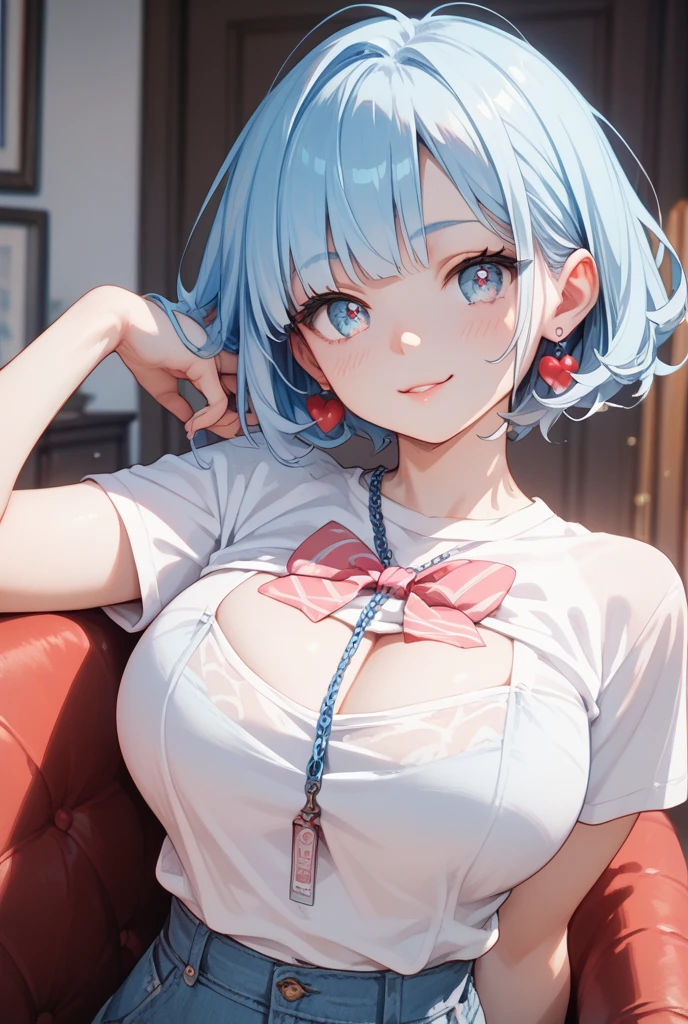(Photorealistic:1.8, highest quality:1.8,8K masterpiece:1.8,High resolution,Mastepiece:1.8,RAW Photos,Cinematic lighting),No split screen、morning、maid Cafe、(A female store clerk wearing a maid outfit:1.5)、(Soryu Asuka Langley)、
(Completely naked、choker、Medium chest、mini skirt、Wide open chest、Beautiful thighs、Plump nipples)、
(Random hairstyle、Beautiful, shining red, blue, white, brown and silver hair:1.5)、Sparkling Blue Eyes、looks fun、Smile、holding a coffee cup、Random Pause、Random Angle