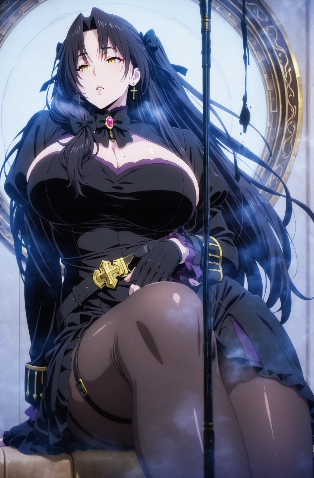 One of them is wearing black clothes、Woman in cloak posing in church, Very detailed ArtGerm, nun costume, gothic maiden anime girl, Popular topics on artstation pixiv, beautiful attractive anime woman, [ 4K digital art ]!!, guweiz on artstation pixiv, Anime girls, 2b, guweiz on pixiv artstation