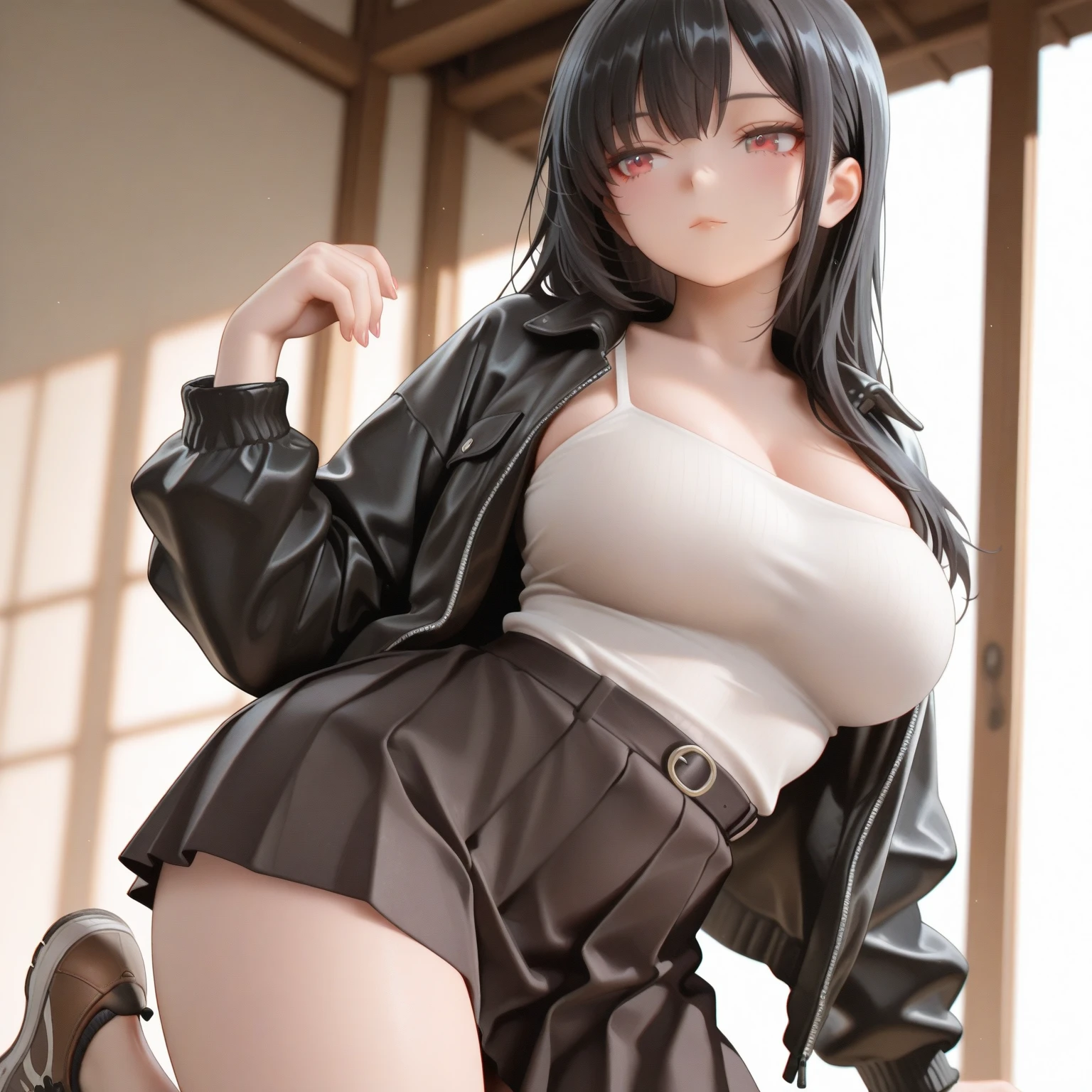 (nsfw),masterpiece,ultra detailed,sharp focus,high resolution,(night light at midnight,midnight,night,dark,:1.3),(tareme,mature female),(plump body),thick thighs,gigantic breasts,high beams,seductive anime girl,(off-the -shoulder black blouse,elegant frilled blouse,boots,short flare skirt,white skirt:1.1),necklace,earring,(black hair:1.2),(peace sign,double peace:1.1),(blushed:1.3),(squatting on ground,spreading legs),(at off street,back alley:1),(black armpit hair,pubic hair),(wet skin,saliva,opening mouth:1.1),,(excessive cum in pussy,bukkake,cremapie:1.1),smile,arms up
