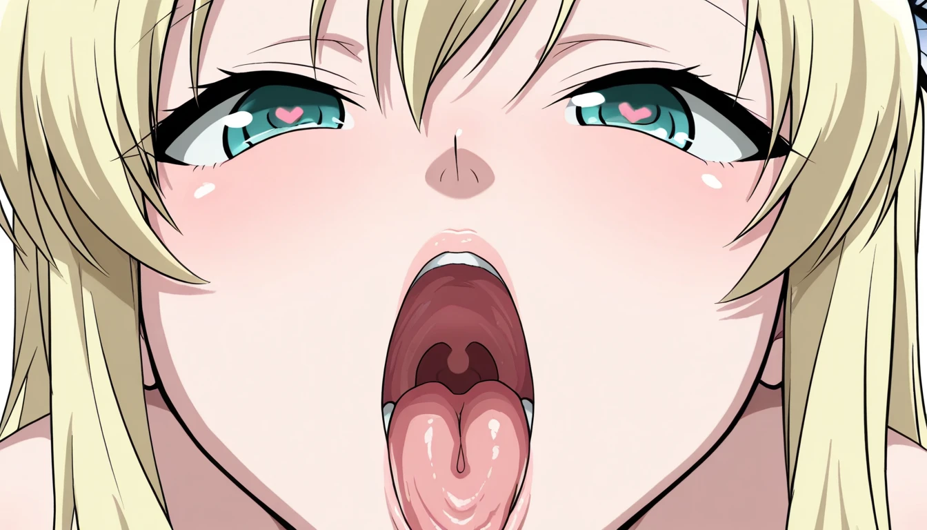 Blonde、Gal、orgasm、Climax、Mouth open、Cross-eyed、Long eyelashes、Cleavage、naked、blush、front、Anime Style