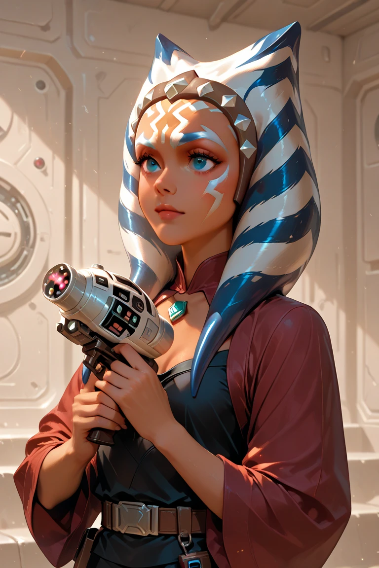 photography of ahsoka tano woman padawan, posed for fashionable photoshoot, fashionable posed hands and legs, in hospital, dressed in nurse uniform, teasing deep neckline,in Jedi temple, 4k resolution, highly detailed, AhsokaS7, colored skin, blue eyes, teasing figure, plumpy legs, detailed background, rich detailed background 