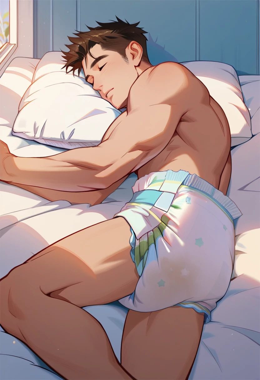 Anime boy showing his feet soles laying down in wet very sweaty white addias socks
