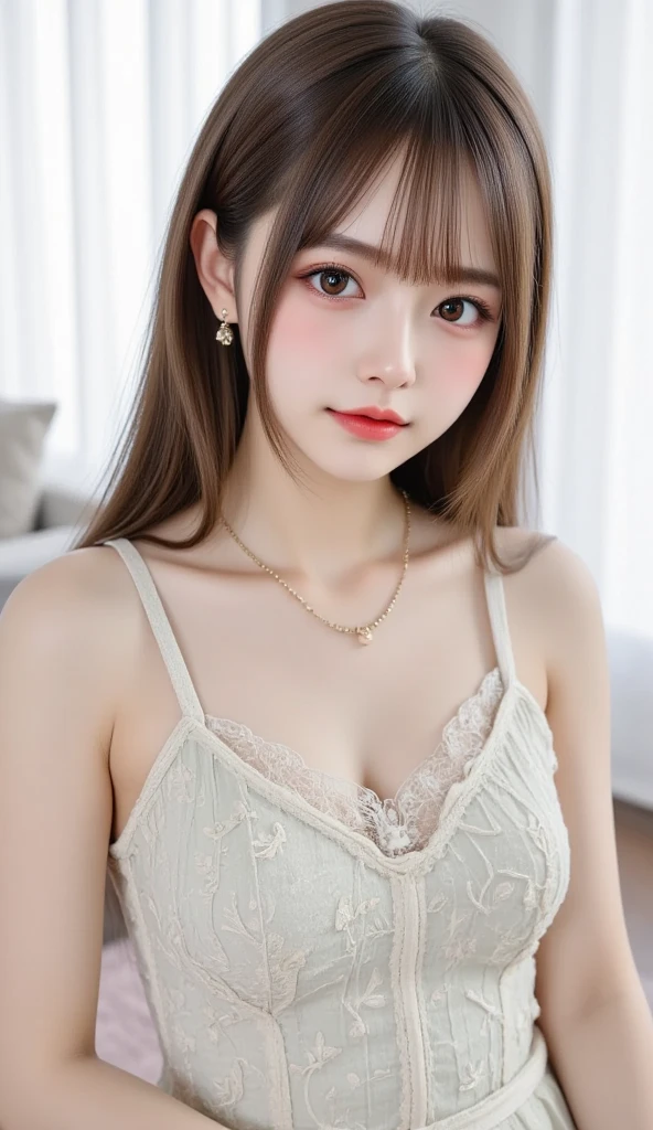 Top image quality、masterpiece、Beautuful Women、japanes、25-years old、Full body、On the train、(masuter piece:1.3)、(in 8K、Photorealsitic、Raw photography、top-quality:1.4)、(girl with)、Beautiful expression、(Lifelike face)、(A dark-haired、Realistic eyes beautiful details、(real looking skin)、White_Bra、shiny_Hada、cleavage、absurderes、enticing、ultra res、A hyper-realistic、high detal、the golden ratio、Straight face、long、Loose perm、Beautiful Japan Woman、(The whole body is reflected、frontage)