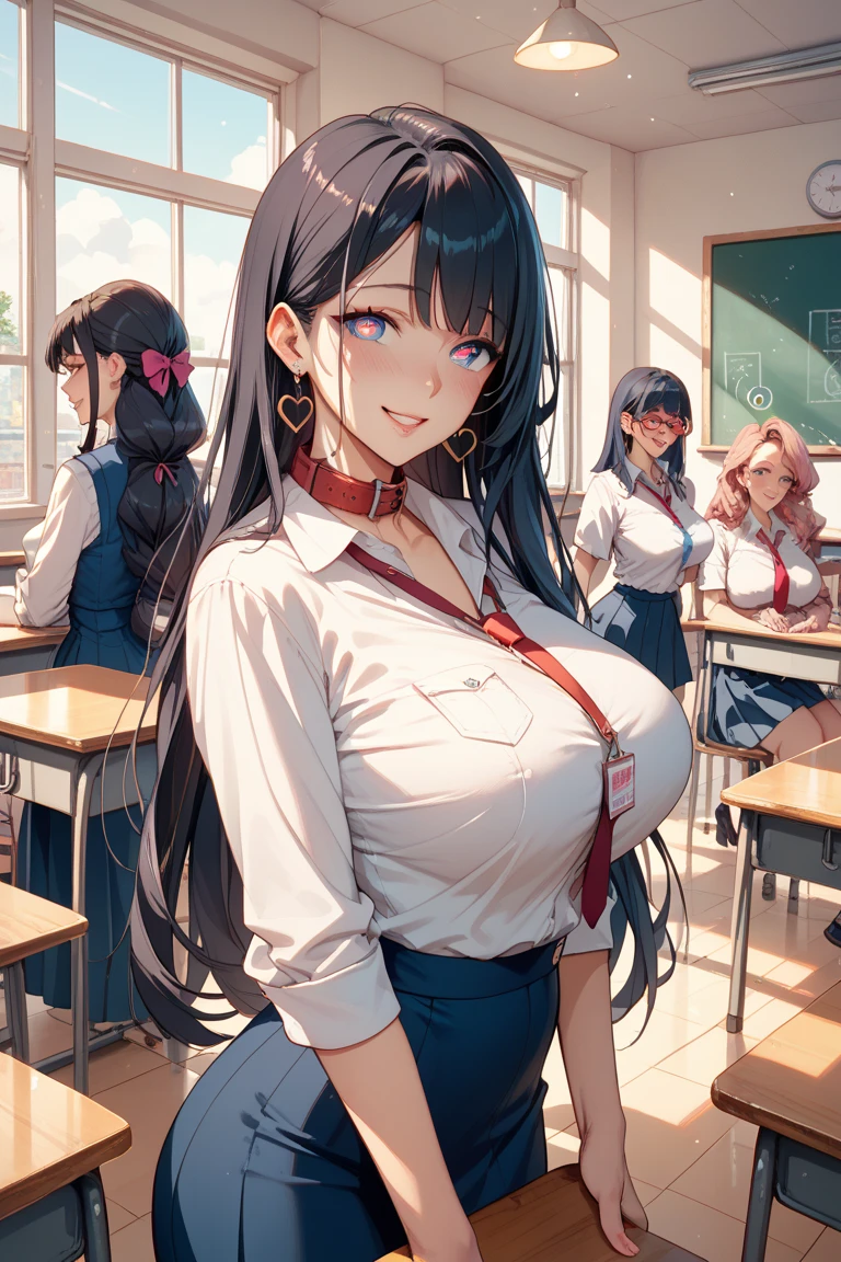 a girl inside a crowded classroom