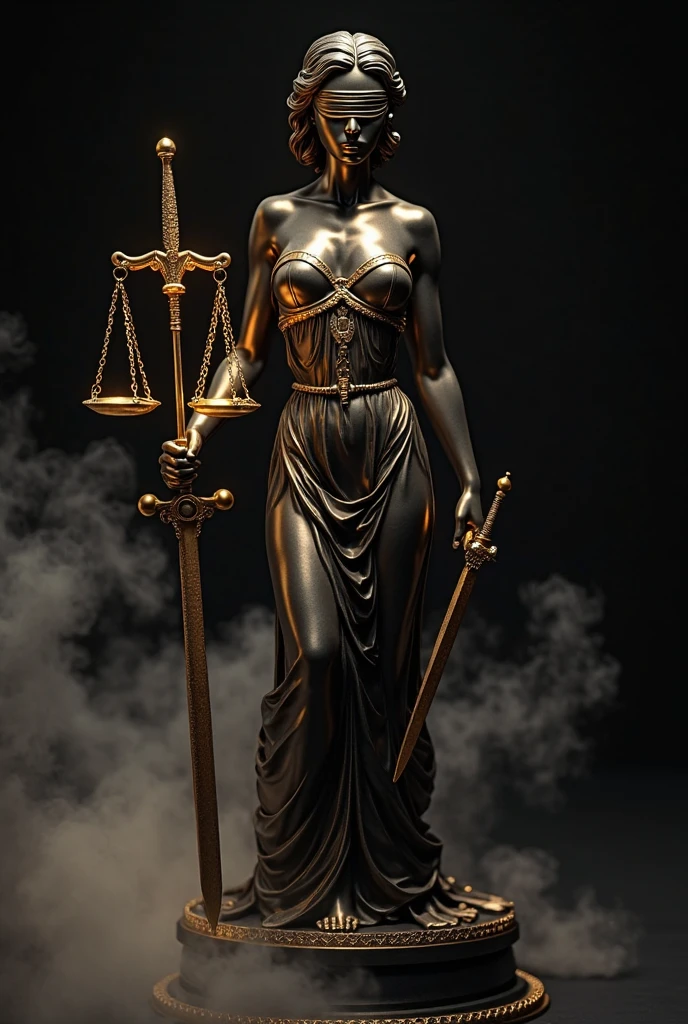 Realistic Silver lady justice whole body image with sword