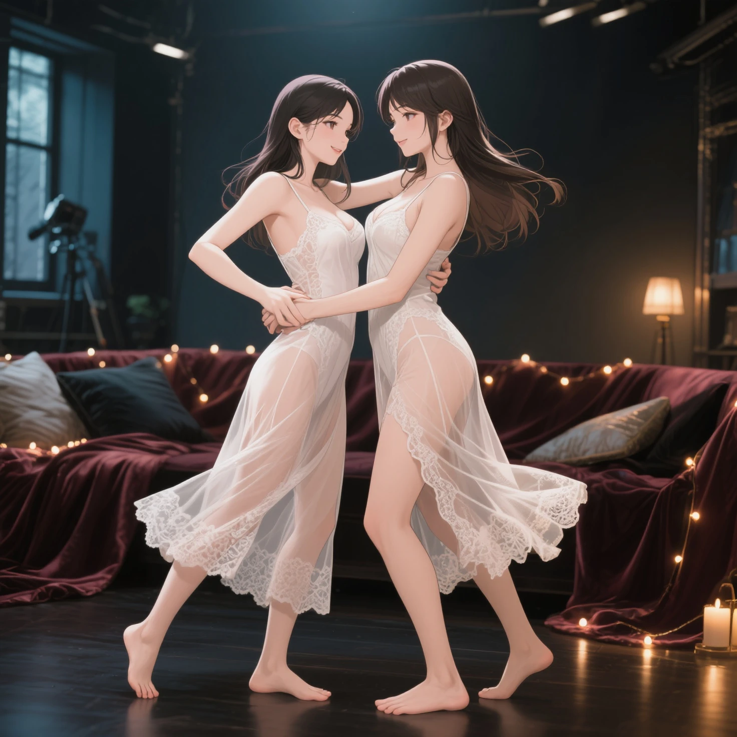 masterpiece, ((Highest quality, Detailed and realistic 3D))、wedding、Two cute、A good friend、kawaii:1.3、13 years old、smile、smile、Mr.々Hair style、pubic hair、Are thin、Smaller breasts)、(((Full nudity、Exposing the breasts、Pussy)))、(Realistic and detailed skin texture、Big beautiful eyes、hair ornaments、Veil、See-through、pale pastel wedding dresses)