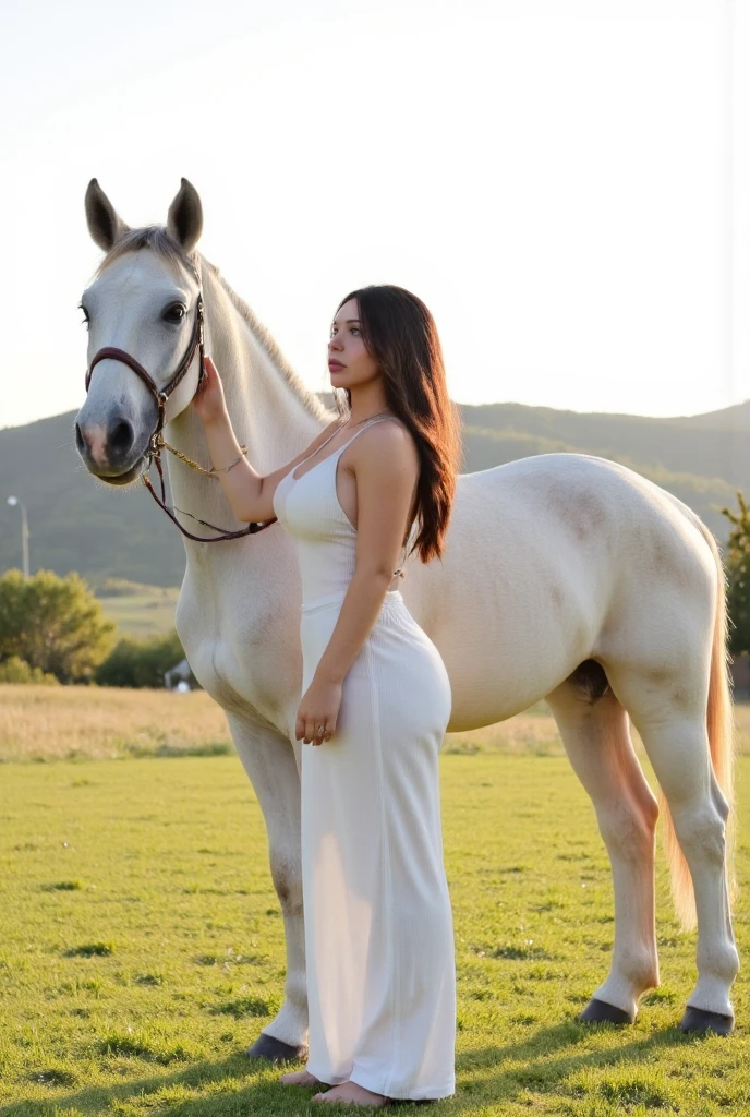 (I'm married to a horse's cock by my side - I'm a loyal wife to a supreme muscled horse), (1girl & a muscles horse of prime breed:1.85), ((must include: muscled Belgian-Draft-Horse the most strongest horse on earth:1.85)), ((I'm having sex in upfront fuck seductively with horse:1.2)), (I'm teasing the horse sexually), (about to get fucked silly by a stud muscled horse), 1fleshymilf dancing sensually surrounded by mountain horse stallion, elizabethangelalore, Beautiful woman, fleshy curvy body shape, wide waist, fitting breasts, curvy accentuated booty, (thick arms:1.5), ponytail, sensual seductress grin, (I'm wearing pure white wedding veil:1.25), (wedding ring), nude naked, stilletto heels, standing in alluring pose for a picture, small beggars hut in Mountain village in background, photorealistic, Masterpiece, bokeh, summer, High angle shot, 1girl & a muscles horse of prime breed, I'm all sweaty and my skin is glistening, ((scene: horse steed stallion barn of 1girl with multiplenudist!male with male horse:1.5)), ((oldblackmen:1.5)), (surrounded by muscled horse of prime breed & (burly steed stud)),