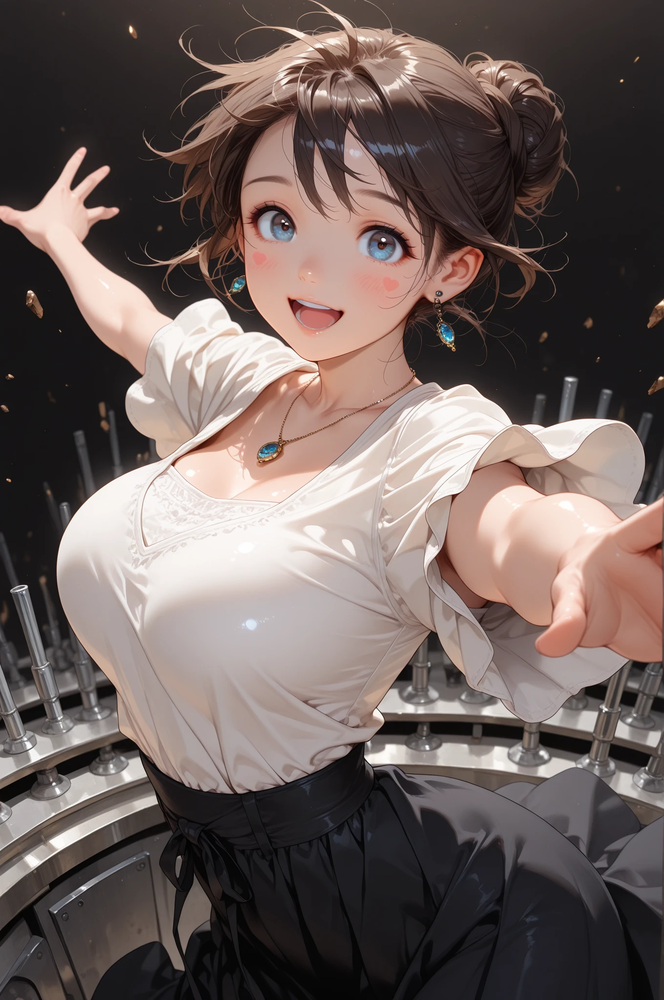 masterpiece, Highest quality, (((Eating shaved ice makes me feel refreshed)))、(((I shut my eyes tightly and scream in pain)))、Raising awareness, Sax Blue, Platinum Earrings, Platinum Necklace, White Dress, One Girl, cute, (Dynamic Lighting:1.2), Cinema Lighting, Delicate facial features, Detailed eyes, Sharp pupils, Realistic student, Written boundary depth, ボケ Written boundary depth, Sharp focus, (Very detailed, bloom, Shine:1.4), Lots of little gems, (((short_hair))),　Twin tails、Earrings、Parted front hair、銀hair、Upper Body、Ultra close-up footage、She wears a see-through tank top.The top is transparent up to the chest.、See-through design。The bottoms are a very short navy blue pleated skirt.、Fits snugly around the waist。The background is simple white.、this、The text is easier to see.。The light source is a soft light from the front....、The overall atmosphere is bright and clean....。