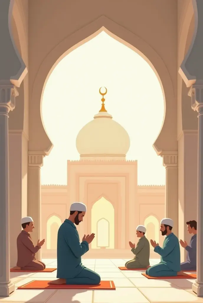 A wallpaper with a width of 2 meters and a height of 1 meter for the poster of the welcome party for male students in Islamic clothes who have just arrived at the university.