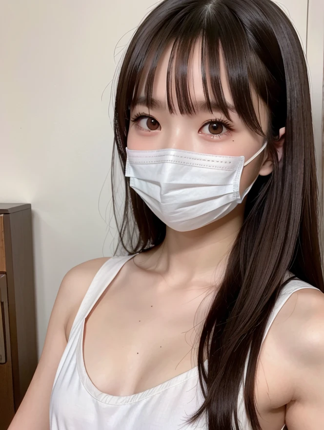 arafed asian woman with a white mask on her face, Yoshitomo Nara, oppai, reluvy5213, 2263539546], 1285445247], sexy :8, 🐎🍑, 2 0 yo, 20yo