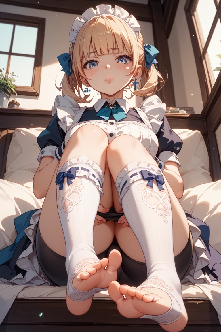 cowboy shot, filo, 1girl, solo, blond hair,embarrassed, closed mouth, flat chest,skinny,short stature,white wings, hite dress, blue bow, long hair, blue eyes, looking at viewer, parted bangs, bent over,(panty shot:1.3),dynamic angle,(((raise ASS:1.3))),(ass focus,from behind:1.3),(looking back,all fours:1.3),(cameltoe:1.3),white panty,top-quality,Top image quality,perfect anatomy,masterpiece,ultra-detailliert,Beautiful,ultra-quality, best quality,high resolution, ultra-detailed,game cg,dutch angle ,beautiful detailed eyes,visualart,five fingers, perfect hands