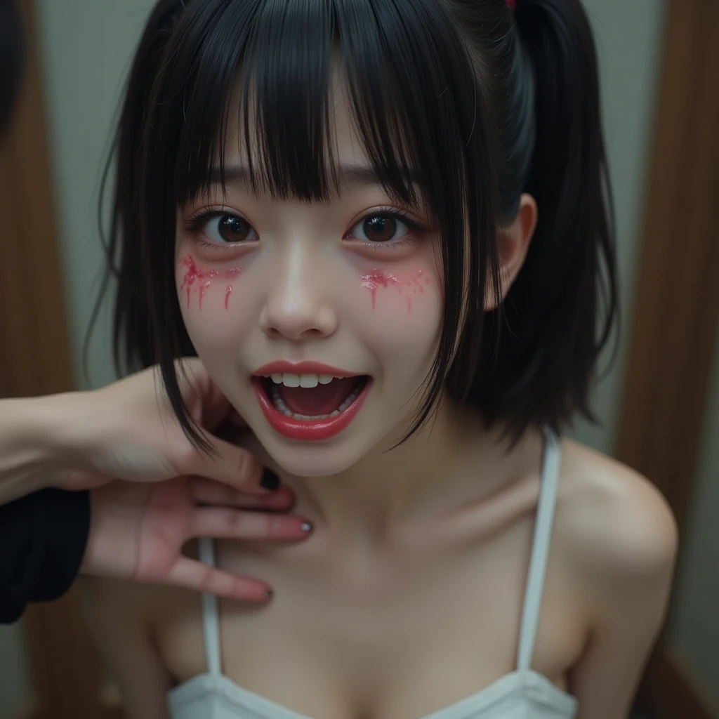 cabelo cinza, revirando os olhos, blush vermelho, Agitar vaginal, (((pubic area is visible))), (((menstruada))), (((dripping menstrual blood))), (((Pelos pubianos encharcados))), seios medios, pernas abertas, sexual excitement, lugar bem iluminado, virilha aberta, ?? completo, (Sexo), squat.