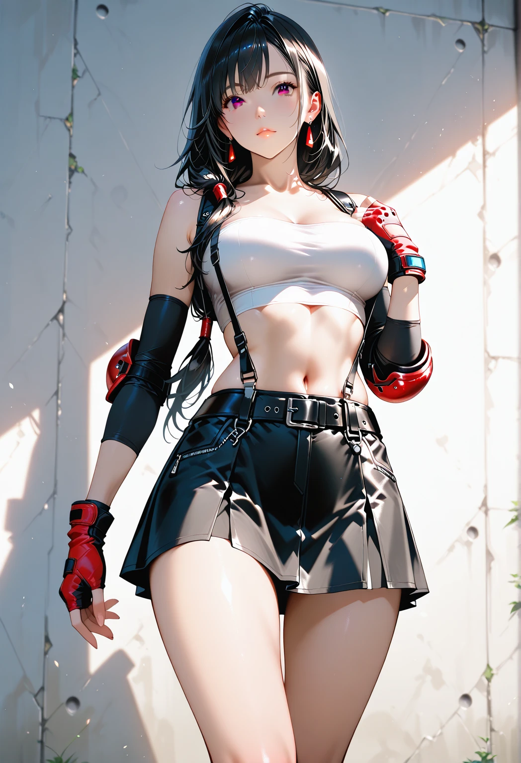 Japanese street gangster heroine， A group of gang members are standing behind，Angry expression，Korean mixed，Detailed background，Crowd background，Crowd focus，In the crowd，light，(((masterpiece))), ((best quality)), ((complex and detailed)), ((Surrealism)), Ridiculous resolution, , Mature woman, view, Very detailed, Implications, 1 girl, Thin waist, Thick buttocks，Long legs，Beautiful and delicate eyes, Short hair details, black hair color, Purple Eyes, (Gangster Outfit:1.2),Tattoo is，Large flower arms，Full of tattoos，Gangster，Gangster组织，Gangster教父，Gangster Woman，Time Boss的女人，Yamaguchi-gumi，Gangster woman，，Full back tattoo，Time Boss，sunglasses，Blood dyed the streets red，Former boss，Scarred figure，，Sexy and feminine，（No underwear），, Detailed background, Perfect eyes, Seductive eyes, looking at the audience，From the front，Light，