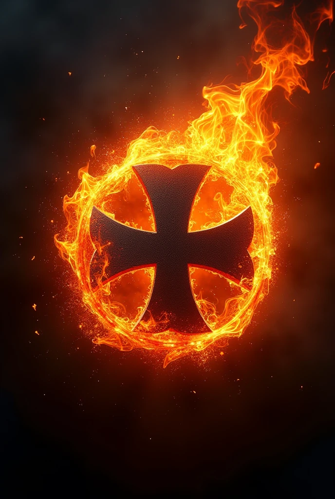 Bundeswehr cross logo IN GOLD COLOR, exterior with black background IN FLAMES with the name Wehrmacht Korps.