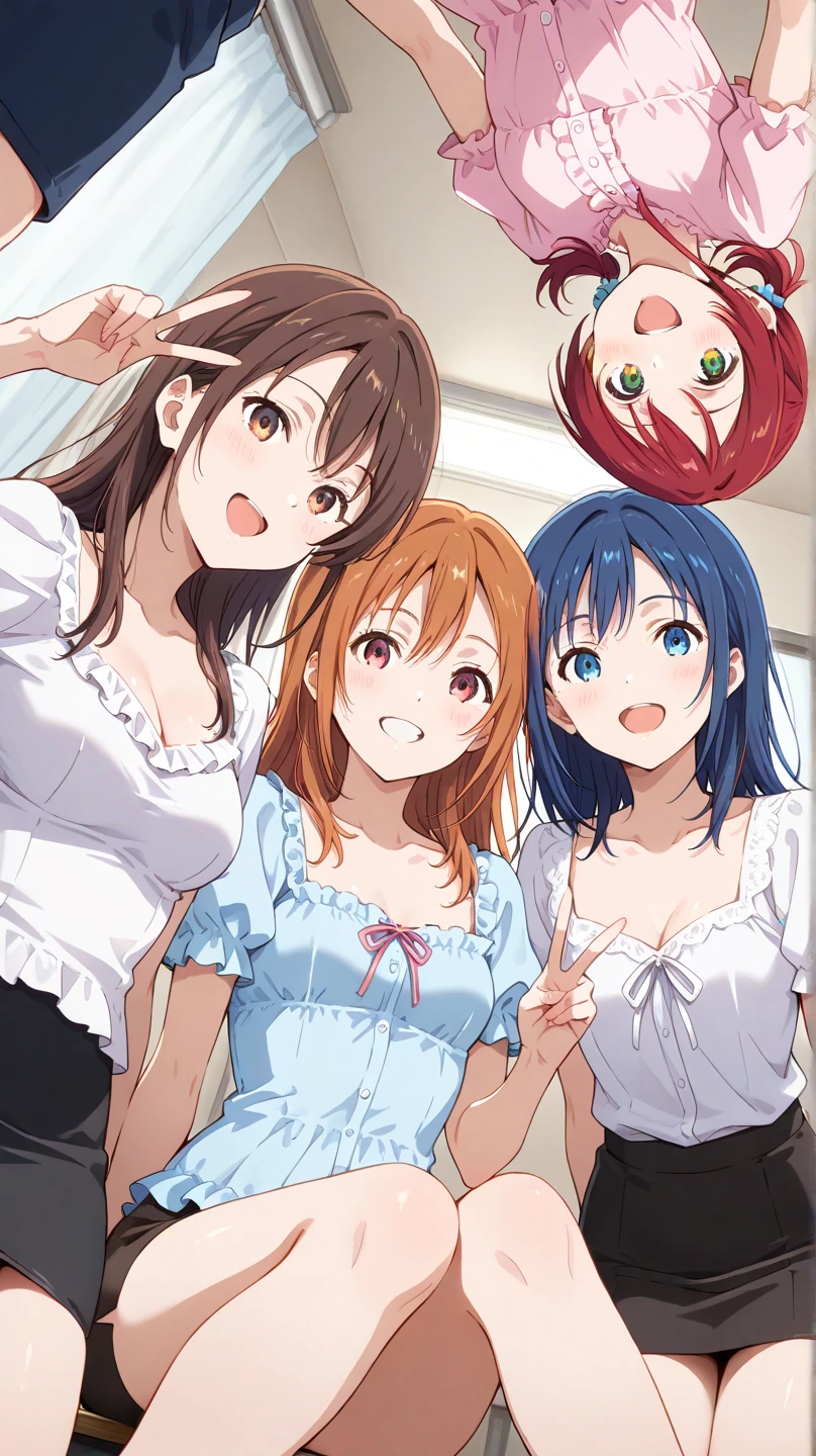 (Masterpiece, best quality), best resolution, (3 heads:1.5), 1 girl, Nakano Miku character, Bored, Headache, Hangover, In the pain, feel dizzy, brown hair, blue eyes, Close one eye, open mouth, Light blue T-shirt, Tan pants, Place your hand on your forehead, apartment kitchen,DSLR Photos, (8ก, 4K, Masterpiece),(Masterpiece, best quality), best resolution, (3 heads:1.5),Arms separated,arm circle, (Put your hands on your head...), (lower hand on ankle), (lower hand on leg), Full content in the frame, full body view, (four arms),(Multi-arm),(many hands), รูปร่างเพรียวบาง Masterpiece,best quality,best resolution,1 woman,many heads, upper body, smile, Facing the audience,big breasts,simple background,Beautiful face,Beautiful hair,beautiful eyes,beautiful body,Beautiful hands,conjoined twins