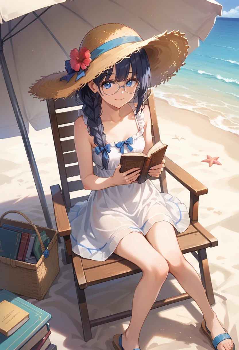 HD masterpiece, Disney little mermaid, reading book at beach.