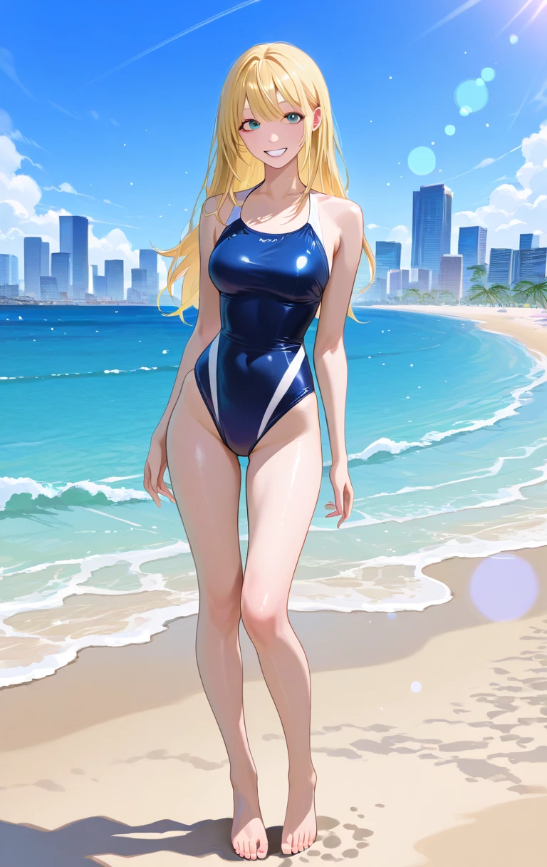 A hyper-realistic、ultra-detailliert、top-quality、hight resolution、Japan goddess wearing surfboard and bikini on the beach, Gravure Idol with G Cup, Swimsuit, swim wears, realistic bikini, wearing a swimming wear, Fine details. Wet swimsuit,