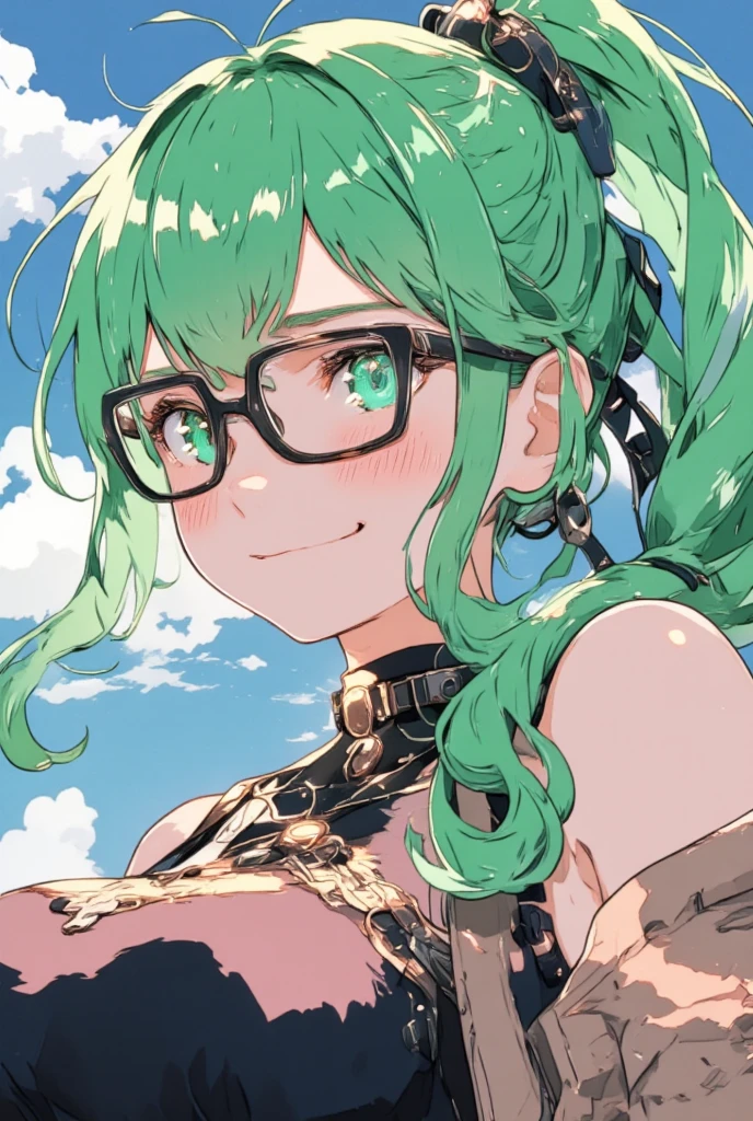 (8k, masterpiece, Best Quality, ultra-detailed, Professional lighting, beautiful detailed faces, bright colors) beautiful chubby mature woman, naked, long green hair tied in a braid, happy smile mouth open tongue out, rolling eyes, wearing glasses, oppai, oppai proportions, golden eyes, whole body visible, outdoor near a lake, pov, sucking giant dick