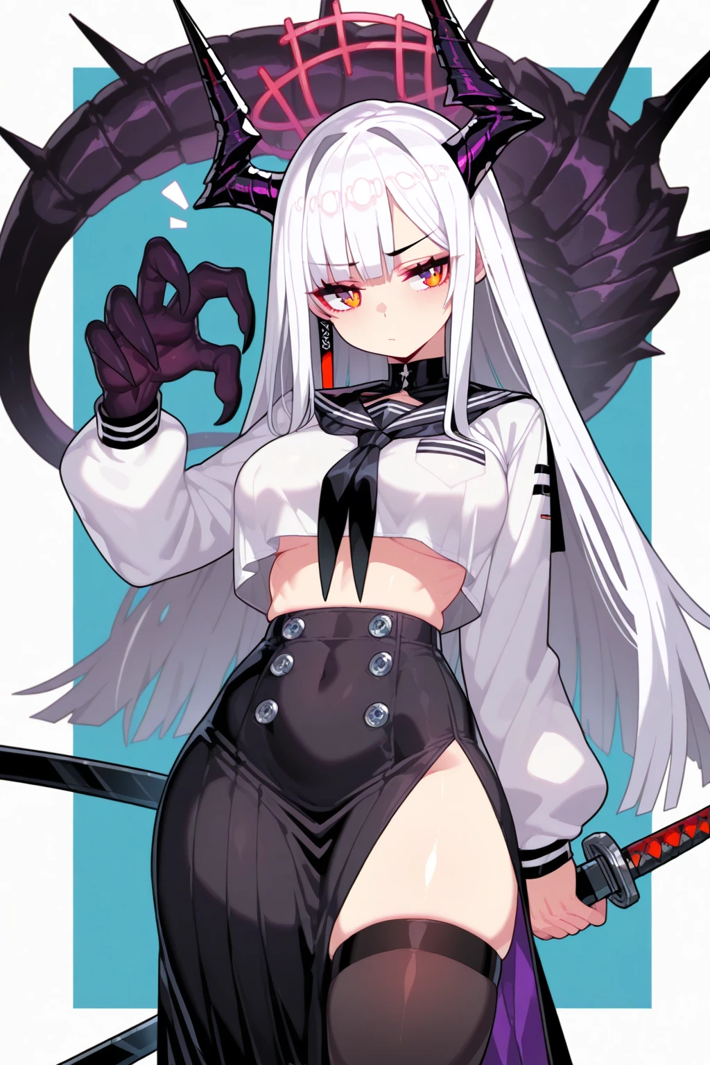 (kosetsuminobe:1.2), mask, (masterpiece:1.2), red eyes, (detailed eyes:1.3), best quality, long hair, grey hair, (full_body:1.1), (1girl:1.1), ahoge, red eyes, streaked_hair, (ninja mask:1.2), ninja equipment, fishnet_top, gloves, thin, tall, small breasts, covered_nipples, thick thighs, cameltoe <lora:kosetsuminobe:1> <lora:SD15_noise_offset:0.7>