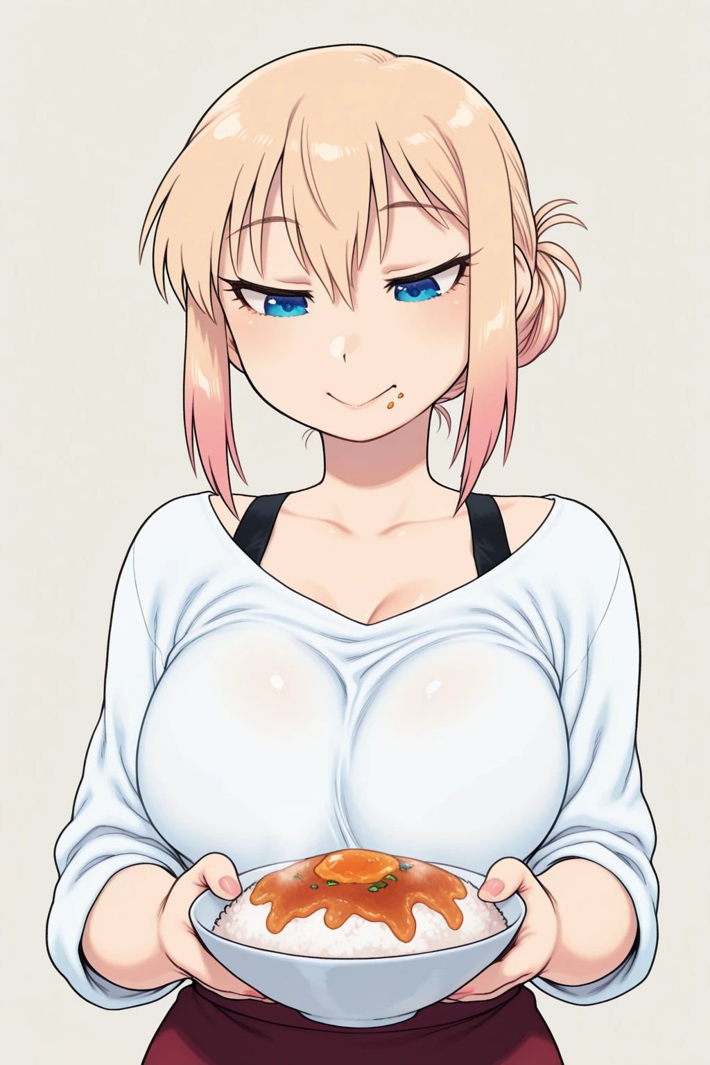 UKIHASHIASUKA, BLONDE HAIR, HAIR RIBBON, BLACK RIBBON, BLACK HAIRBAND, HAIR BETWEEN EYES, MEDIUM HAIR, ORANGE EYES,,, empty eyes Running, wearing nothing, convenience store, large breasts、 Nipples, nsfw, nipple , wet solo , 16yeas old, whole body