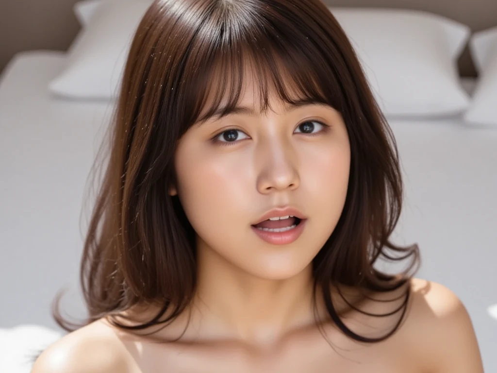 break、Very delicate、Big breasts that seem to be spilling out of the clothes、(((8k、RAW Photos、highest quality、masterpiece:1.5)))、(Realistic、Photorealistic:1.37)、break、Very detailed、Ultra-high resolution、1 girl、Seeing the viewer、Beautiful and elaborate face、Laughter、narrow、(Narrow waist) :1.3)、Beautiful, smooth skin、Skin Texture、Floating Hair、Professional Lighting、The whole human body、Long Hair、blonde、Cleavage、f cup breasts、Hotel Bed、Bob Hair、15-year-old student、(((nude)))、break、(((Lying on your back in bed)))