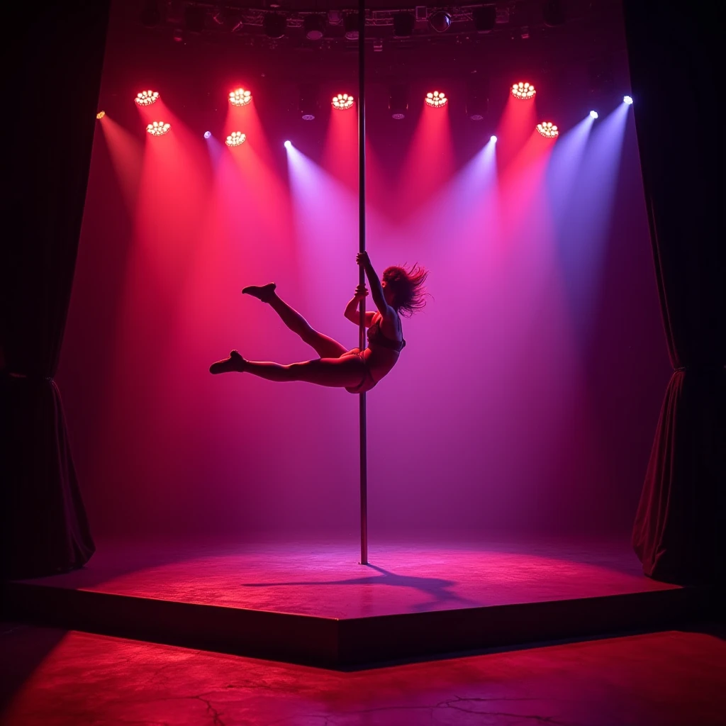 Crie um homem num pole dance, sexly, neon, realistic, white background