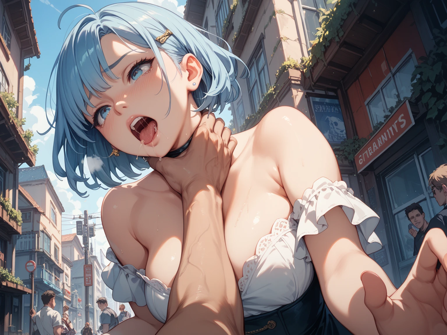 (4K High Resolution,Crisp image quality,Pussy juice,,Outdoor public video shoot,,Tokyo Comic Market Venue,((Deep and hard blowjob and dick sex in pussy,oral sex:1.2)),Push up sex,Sperm face,fellatioing)(Small breasts,,Adorable hentai slut gets a blowjob,:1.5)Succubus