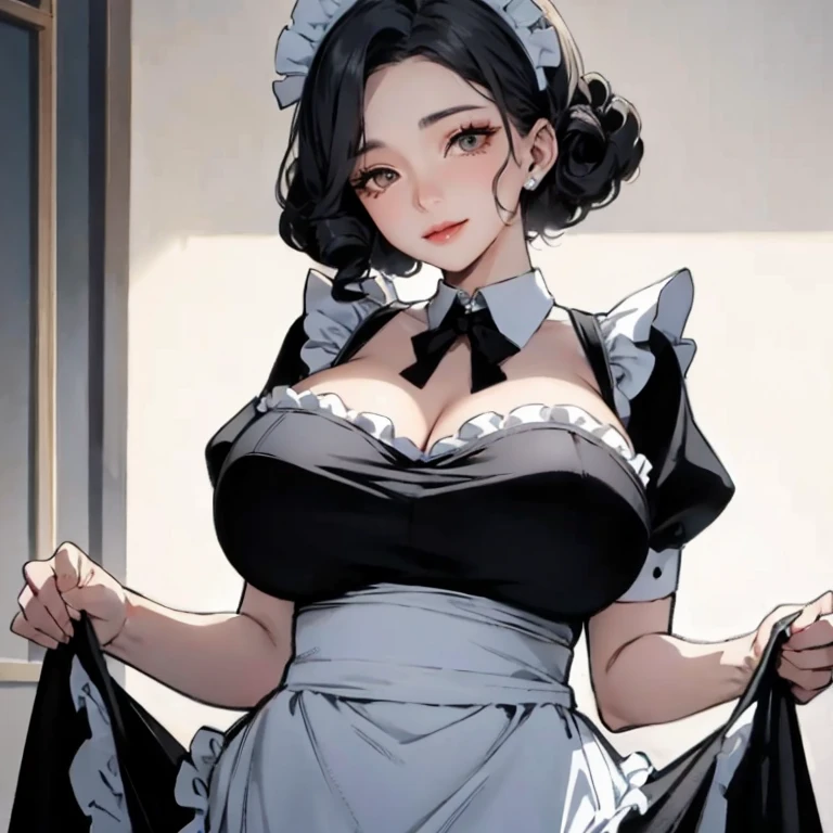 girl, mature female, mature, Beautiful wife，milf, very long hair, (huge-breasted)，blush, lipsticks，shift dresses，Victorian style，HighestQuali，超高分辨率