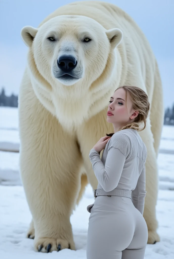 giant wampa monster  carries  faint limp  topless beautiful pregnant pink thong blonde small young teen girl in his arms embrace kissing nsfw