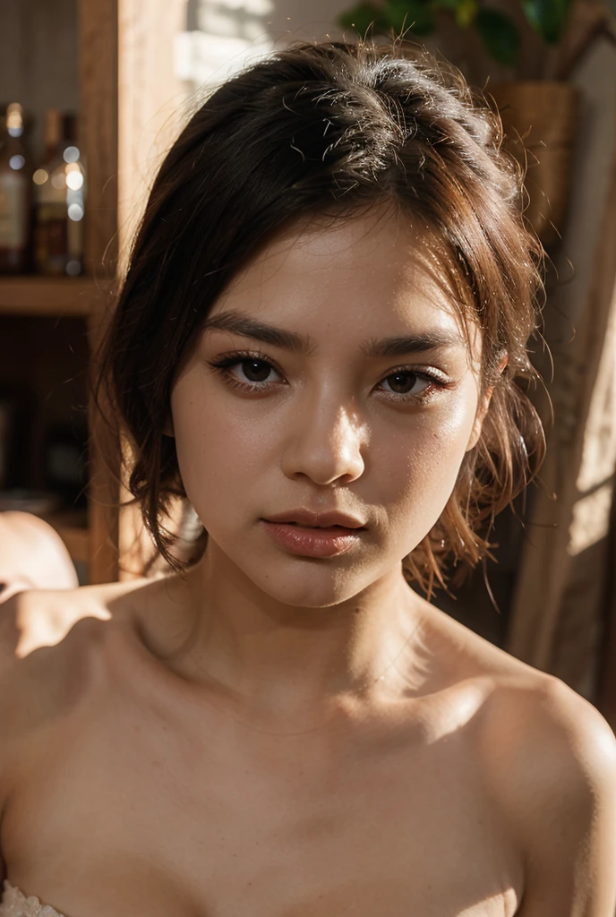 A beautiful Javanese girl, sexy pose, nude, perfect body, extremely detailed vulva and breasts, seductive expression, bedroom, bright color, photorealistic, 8k, highly detailed, masterpiece, ultra-detailed,(best quality,4k,8k,highres,masterpiece:1.2),ultra-detailed,(realistic,photorealistic,photo-realistic:1.37),detailed eyes and face,beautiful detailed lips,long eyelashes,shot on Canon EOS 5D Mark IV DSLR Camera with 25 - 105mm f/ 4L II Lens, high key brightly lit lighting