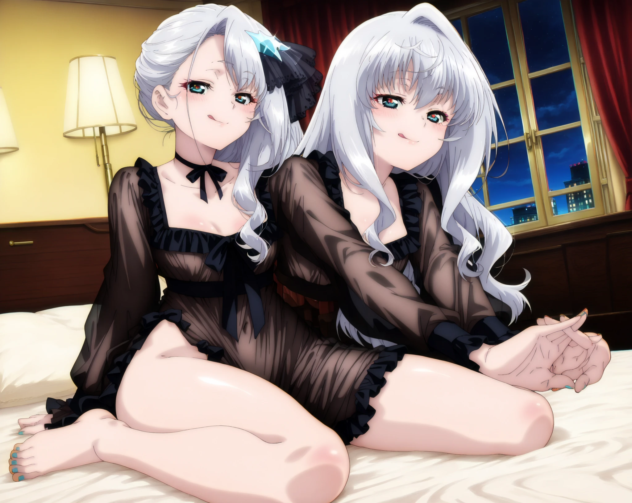 Indulge in perfection as you behold Alisa Mikhailovna Kujou peacefully resting on a high-quality bed,(((acoatada en la cama))), (((dormida de forma tierna)), adorned in a beautiful nightgown, with flawless anatomy, (((flirty look))) (((sexy pose)), while the gentle moonlight through the window adds a touch of magic to this stunning 4K image, free from any distortions that may detract from her beauty."