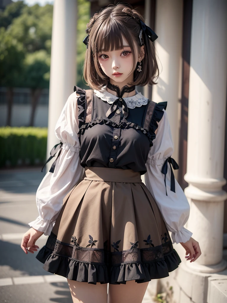 Masterpiece, absurdres, fine detail, HDR, highly detailed face and eyes, photorealistic, smirking, <lora:petite_doll:0.75>,beautiful petite_doll, a woman in a dress and hat posing for a picture ,perfect petite_doll face, perfect petite_doll body