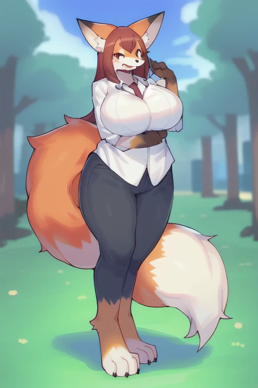 Mobian, red panda, female,huge , white pants, purple shirt, shoulder belts ,huge , huge ass, thicc, fat, high detail, masterpiece, UHD, anatomically correct, super detail, highres, 4K