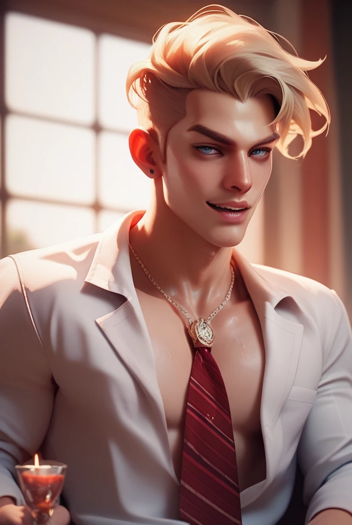 Cat-eared man blonde melancholic style sexy