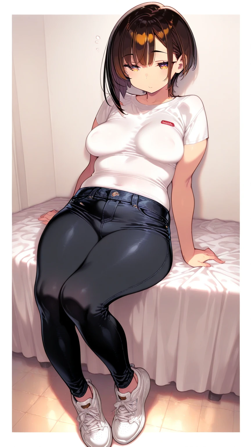 score_9, score_8_superior, score_7_superior, sauce_anime,
ringoyamiyoshi, miyoshi, Long Hair, bangs, Braiding, Glasses, twin Braidings, Monochrome, grayscale,
Long sleeve, belly button, sweater, turtleneck, turtleneck sweater, skirt, long skirt,
indoor, bed, bed room, ~ side, blush, Drunk,
View your viewers, alone, (((High resolution)))、(((masterpiece)))、Beautiful Japanese Girl、Perfect Face、Cute face、、(Plump thighs)、((turtleneck))、(((jeans)))、((Sexual Panties:0.9))、((Spread your legs wide:1.4))、