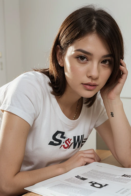 (Solo), (a detailed full-body RAW photo of a girl), (masutepiece:1.0), (Best Quality:1.4), (超A high resolution:1.2), (Photorealistic:1.4), 8K resolution, Canon EOS R5, 50 millimeters, absurderes, ultra-detailliert, (18yo), Cinematic lighting, Detailed beautiful face, (no-makeup:1.2), (ulzzang -6500-v1.1), petite figure, Detailed skin texture, (flat chest:1.4), (skinny and fit body:1.6), Detailed brown hair,(Very short hair:1.5), See Through wear, No bra, (Nike, Blue and white fitted polo shirt with erect nipples and thin miniskirt:1.5), up skirt, Wind,  realistic glistening skin, Detailed texture, Cameltoe, well-developed abs, Dynamic Pose, Panty shot from below,  Blue sky, (sun burn), (Lie down on the bed with your legs spread:1.5), (spread crotch)