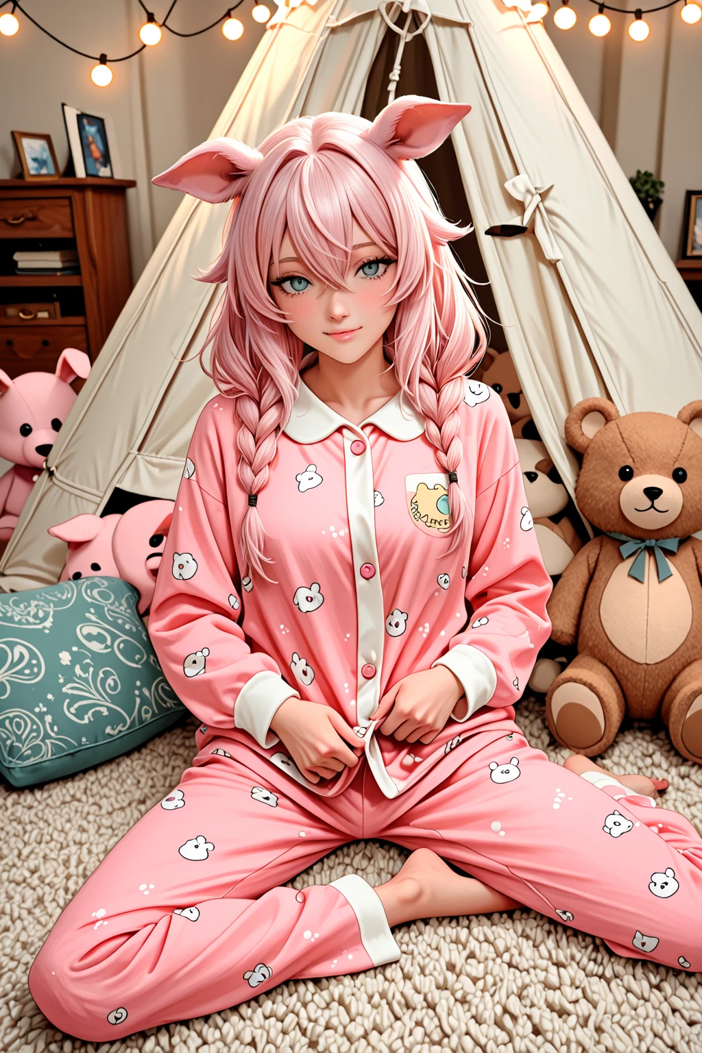 bear cute pajamas girl room pink