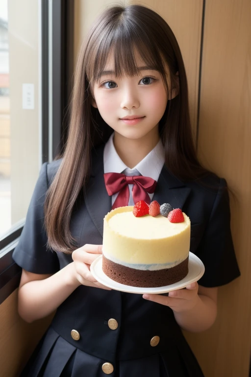 High school girl crushing cake
