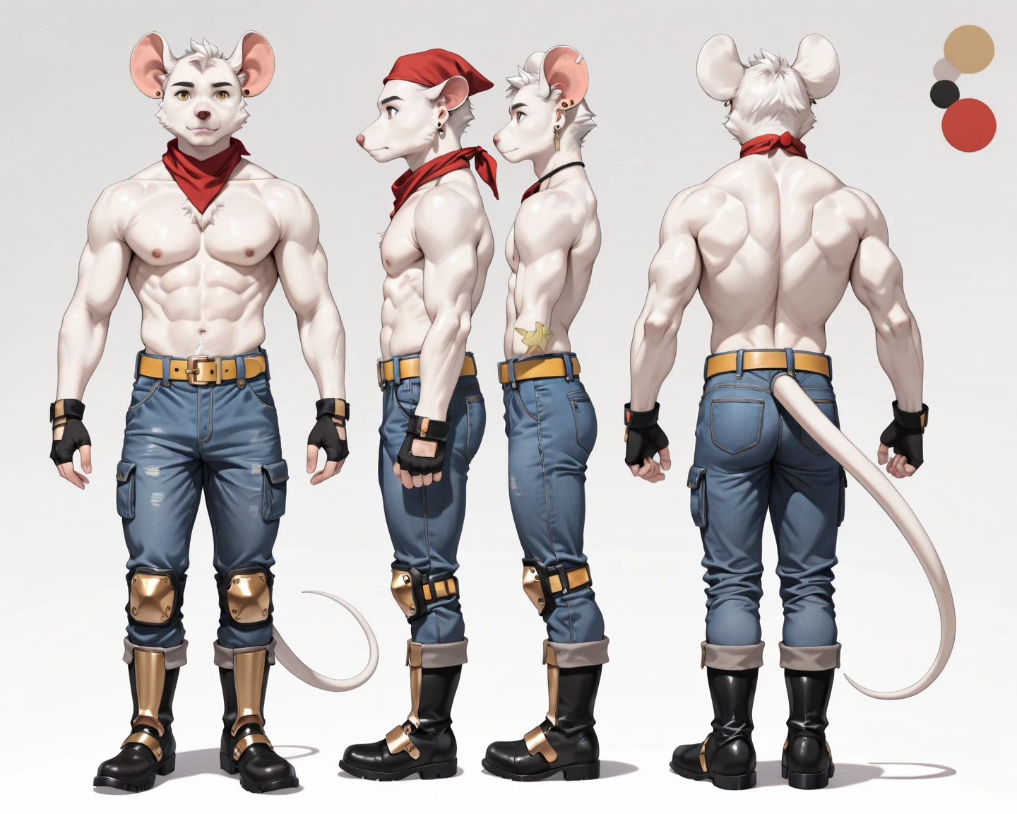 <lora:vxmeowsclesghost-10:1> vxmeowsclesghost, muscular, suspenders, cat tail,