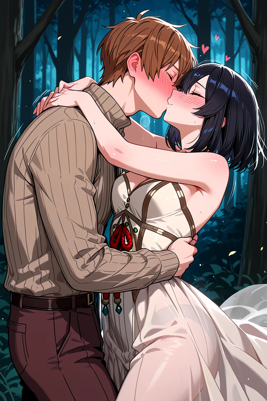 masterpiece, best quality, 1girl, 1boy, suspended congress, sex, kiss, <lora:qqq-suspended_congress-v1:0.7>, tokisaki kurumi, <lora:qqq-tokisaki_kurumi-v1:0.5> Lush forest setting