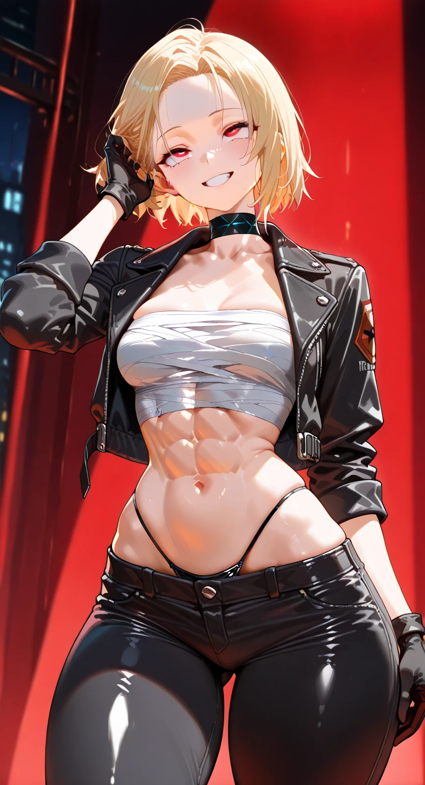 score_9, score_8_up, score_7_up,  rate_explicit,   concept art, realistic, daylight, 1 girl, short hair, blonde hair, high-top cut, (solo:1.1), sexy Vault girl from Fallout, black hearts, blush, shorts, seductive, jack-o' challenge, jack-o pose, spread legs, black leather belt, vault background, dirty, sweaty, arm tattoos, looking at viewer, ass,     expressiveh   