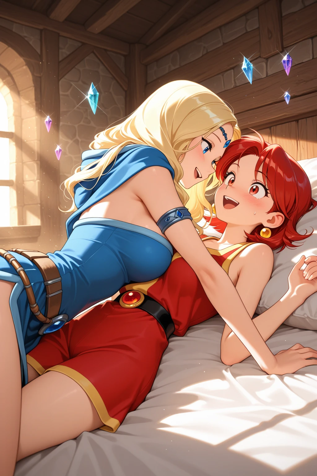 a Sabrina the teenage futanari witch cartoon about a Huge chested pregnant four headed cheerleader giving her first handjob to a sexy magically two headed mother and daughter, the younger head is shocked as her best friend uses her hands to milk her conjoined mother’s huge penis under the skirt on their conjoined thick and muscular body. The pregnant Busty cheerleader awkwardly gives a handjob to the two headed futa mother and her younger preppy cheerleader daughter second head sitting next to her while watching a movie on the couch. The older conjoined head is next to her daughter head’s pregnant best girlfriend and close to her ear talking dirty to her while the huge chested cheerleader gives the older of the two heads of the girl sitting next to her a handjob. The mother’s side of her two headed muscular futa body is enjoying her daughter second head’s girlfriend giving a handjob to her thick third leg of a cock. Her embarrassed younger second head is trying to watch the movie and avoid looking as she cums on her best friend’s hand with a huge load